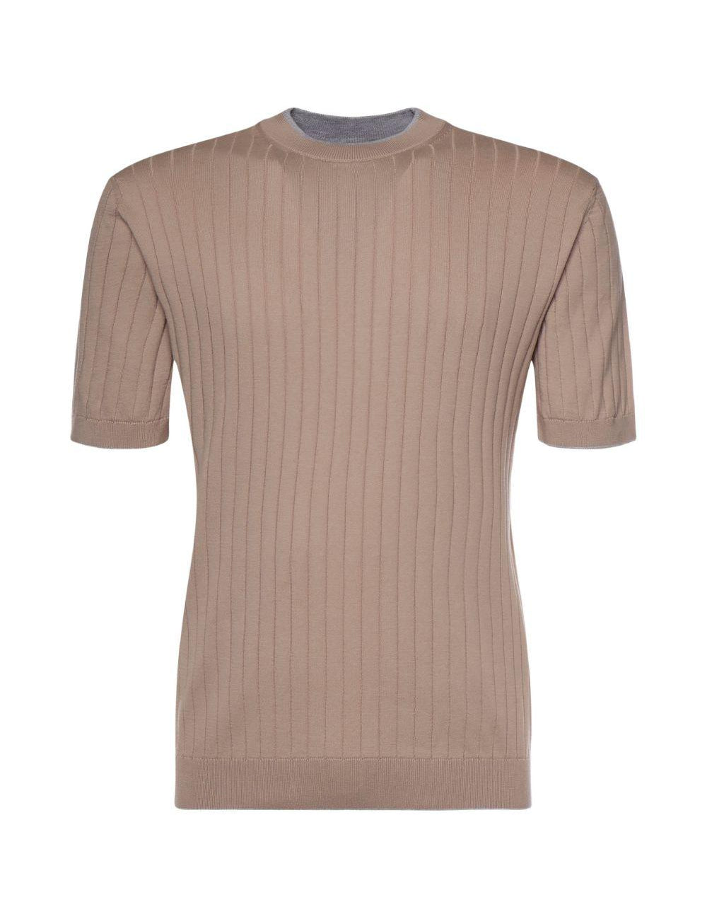 T-shirt a costine in marrone  Eleventy - uomo 