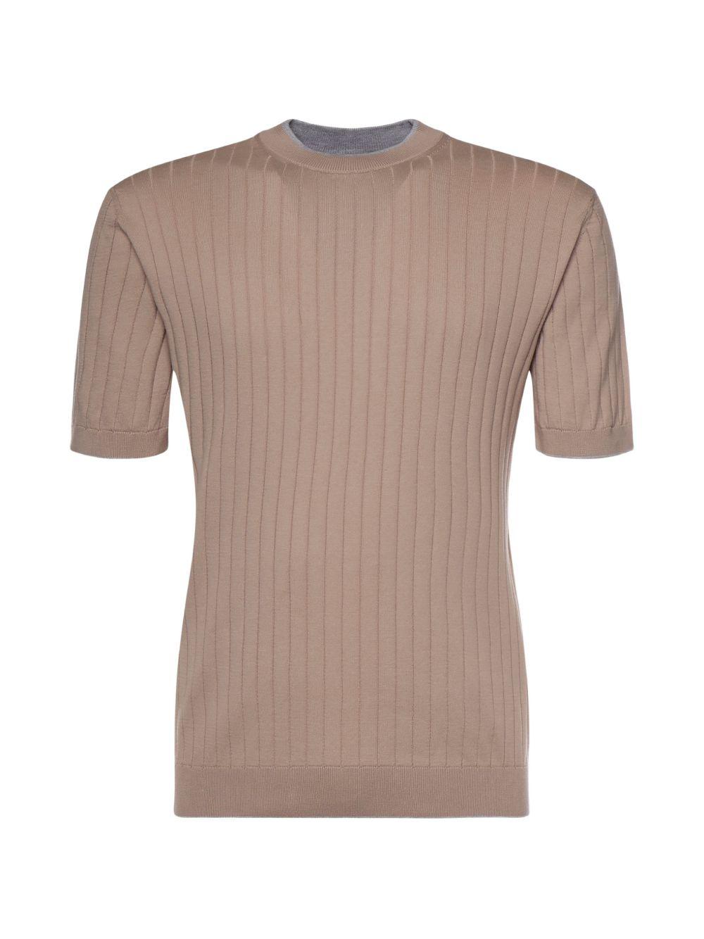 T-shirt a costine in marrone  Eleventy - uomo 