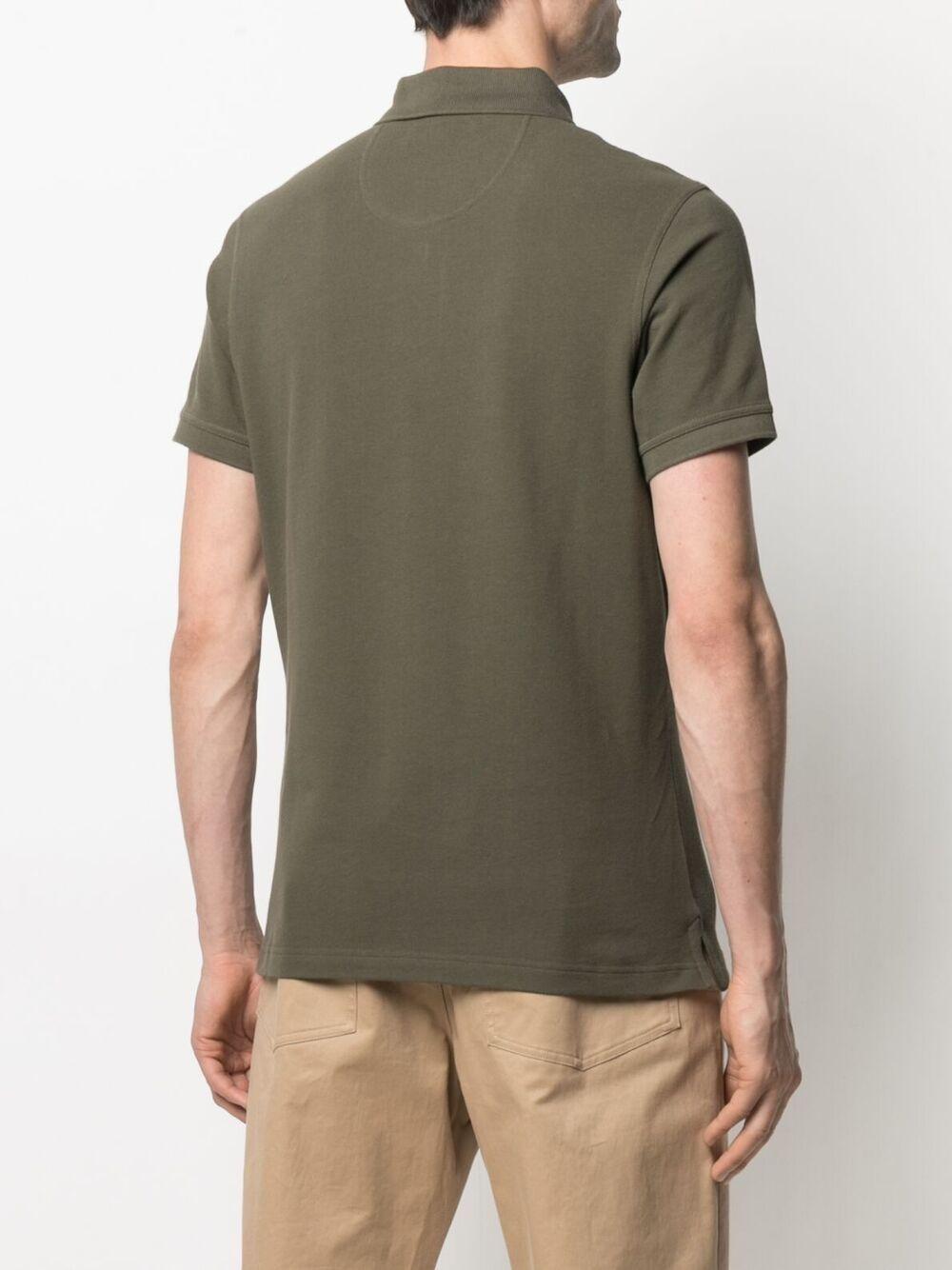 Polo con ricamo in verde oliva - BARBOUR uomo 
