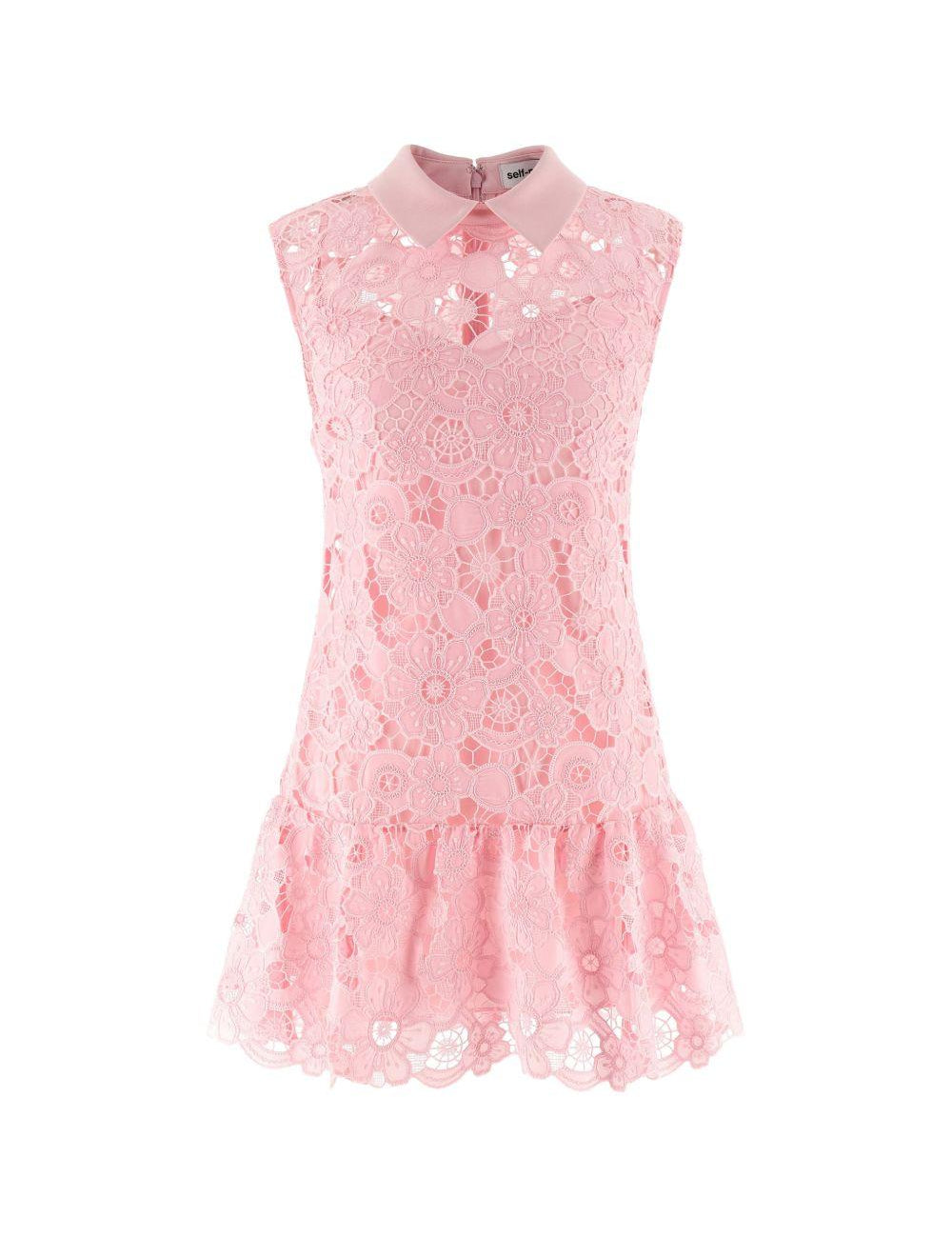 Abito in pizzo con colletto in rosa Self-Portrait - donna 