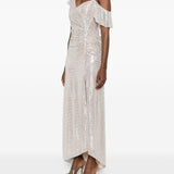 Abito lungo decorato con paillettes in beige 