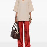 Pantaloni Alera con vita elasticizzata in rosso Loulou de saison - donna 