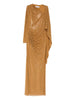 Abito lungo con strass in oro Self-Portrait - donna