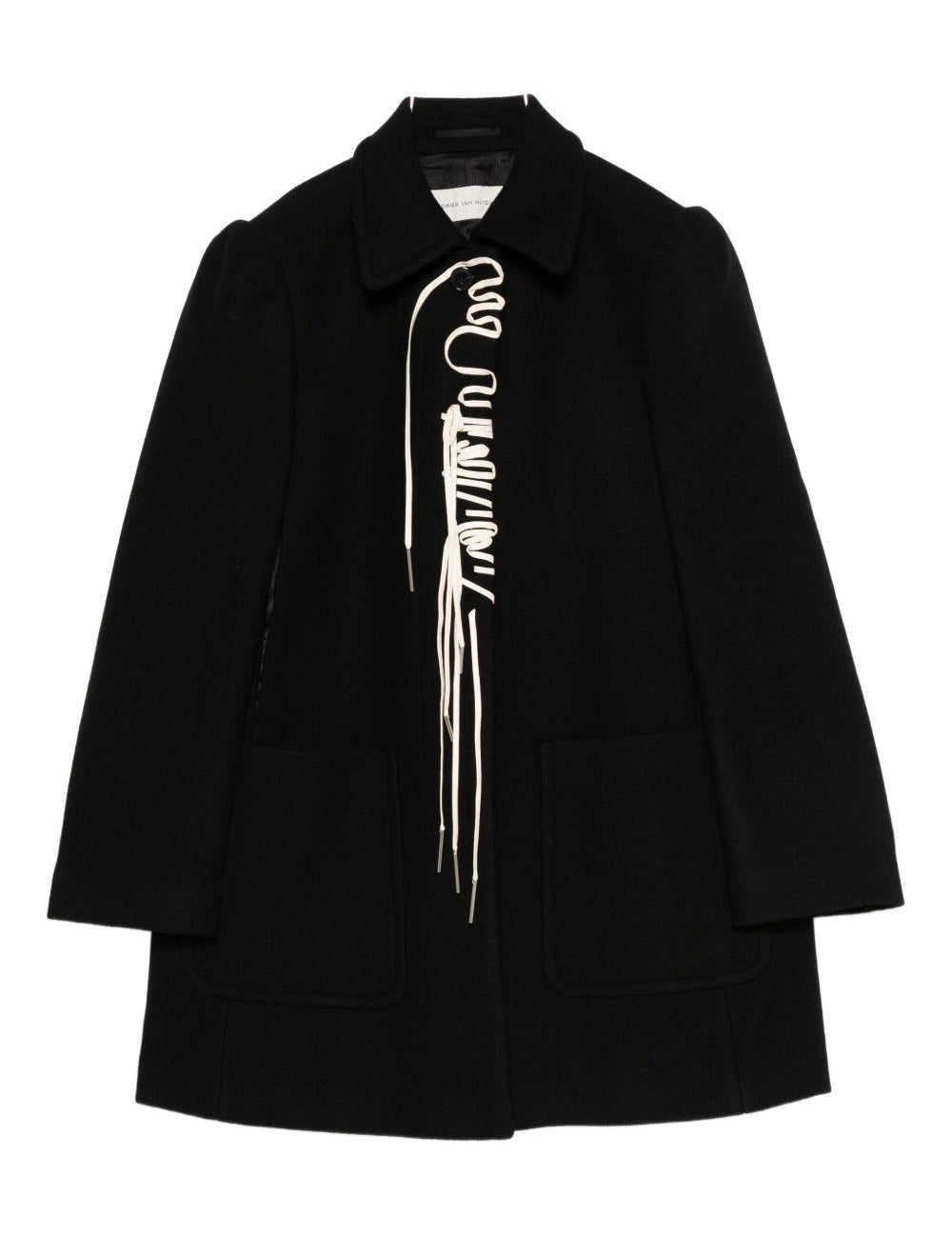 Cappotto in misto lana con lacci in nero Dries van noten - donna 