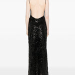 Abito lungo con paillettes in nero Coperni - donna 