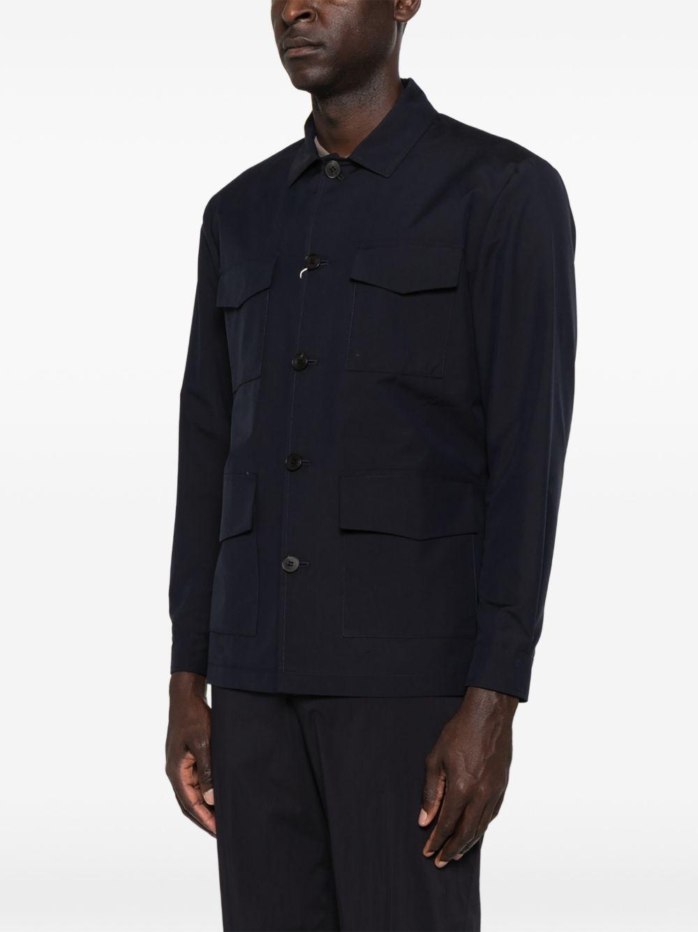 Giacca-camicia con bottoni in blu Grayed - uomo 