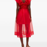 Abito corto con ruches in rosso Ganni - donna 