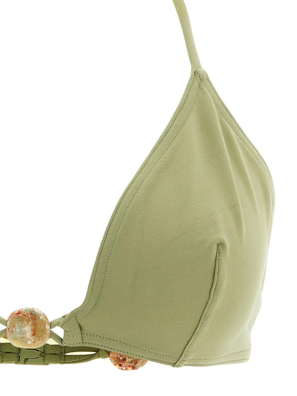 Top bikini Alva con perline in verde 