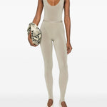 Leggings con staffa in beige Wardrobe.Nyc - donna 