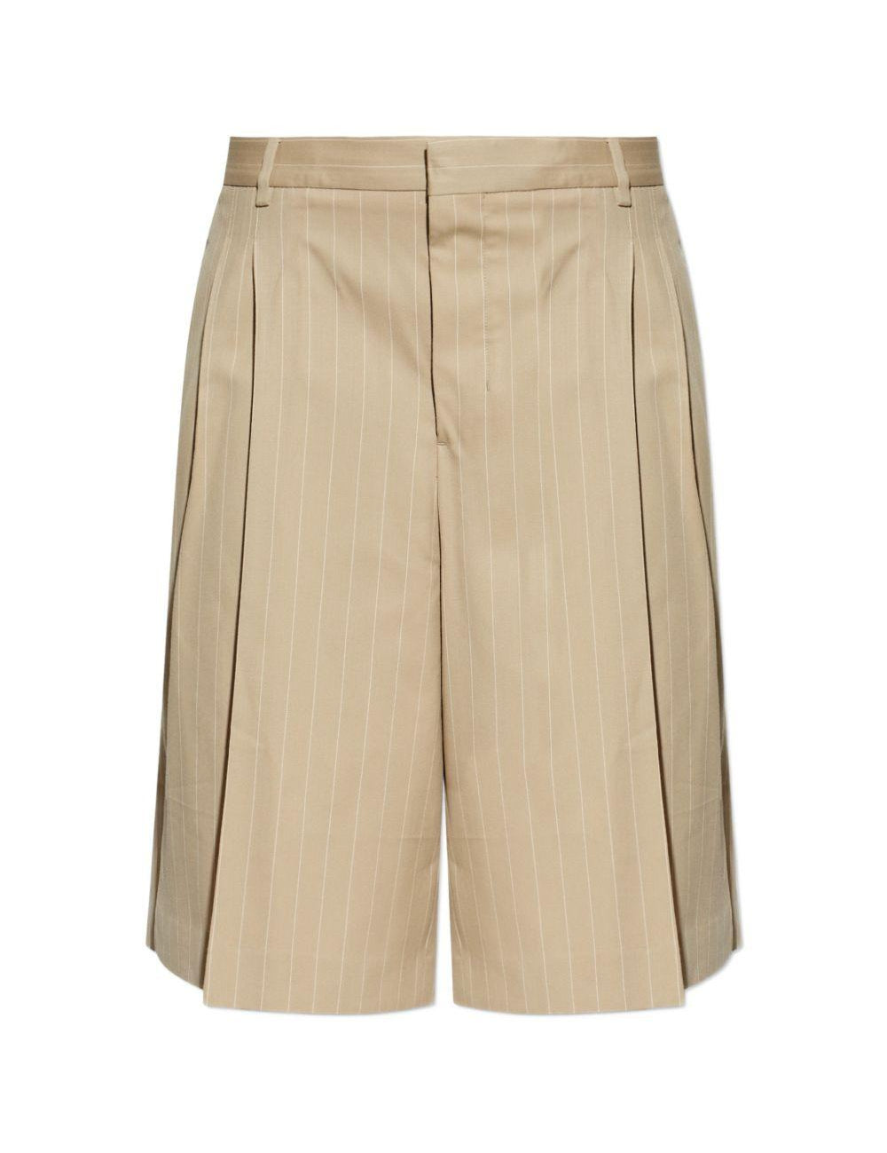 Shorts gessati con pieghe in beige Ami paris - uomo 