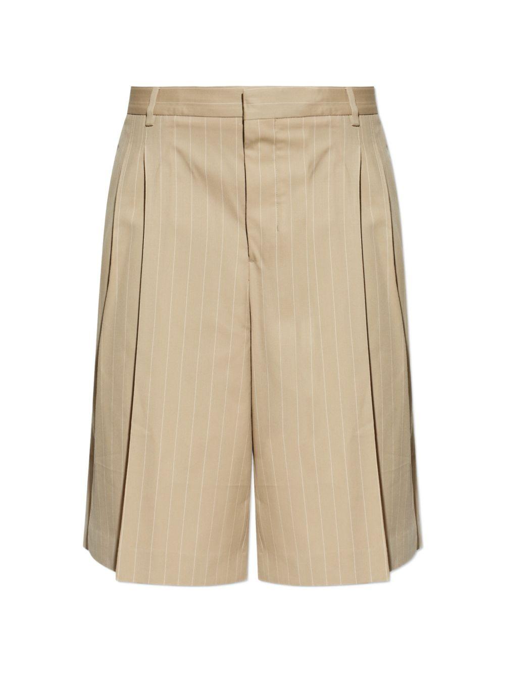 Shorts gessati con pieghe in beige Ami paris - uomo 
