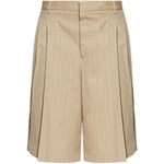Shorts gessati con pieghe in beige Ami paris - uomo 