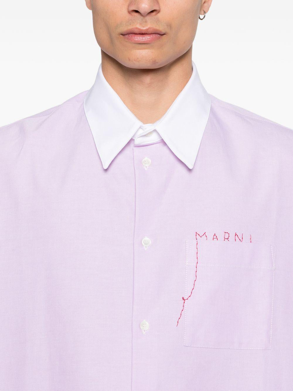 Camicia con logo in lilla Marni - uomo 