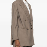 Giacca doppiopetto a righe acciaio in beige Maxmara - donna 