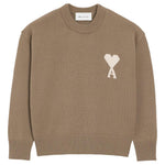 Maglione girocollo in marrone Ami paris - uomo 