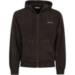 Felpa con logo ricamato a schizzi di vernice in marrone Carhartt wip - uomo 