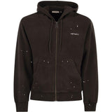 Felpa con logo ricamato a schizzi di vernice in marrone Carhartt wip - uomo 