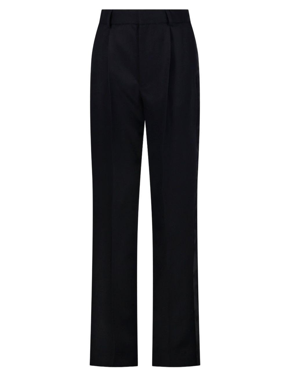 Pantaloni dritti con pieghe in nero Victoria beckham - donna 