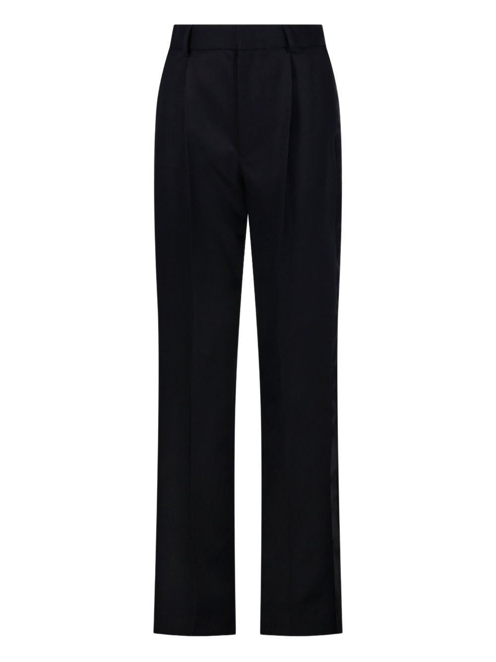 Pantaloni dritti con pieghe in nero Victoria beckham - donna 
