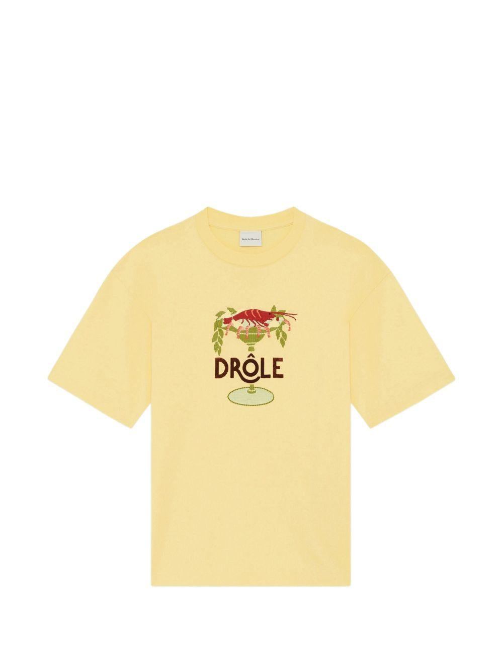 T-shirt Lobster Cup con ricamo in giallo Drole de monsieur - uomo 