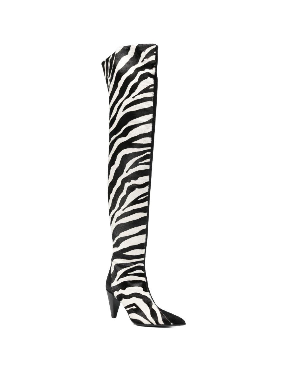 Stivali con stampa zebra in bianco e nero Khaite - donna 