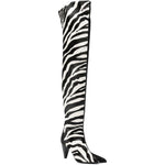 Stivali con stampa zebra in bianco e nero Khaite - donna 