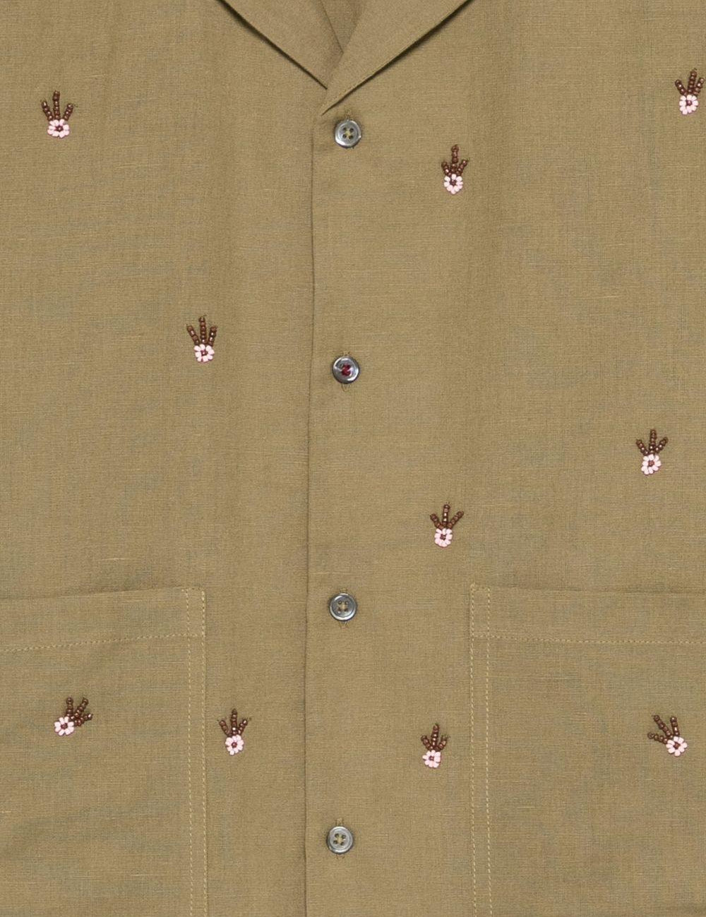Camicia con orlo ricamato in verde Baziszt - uomo 
