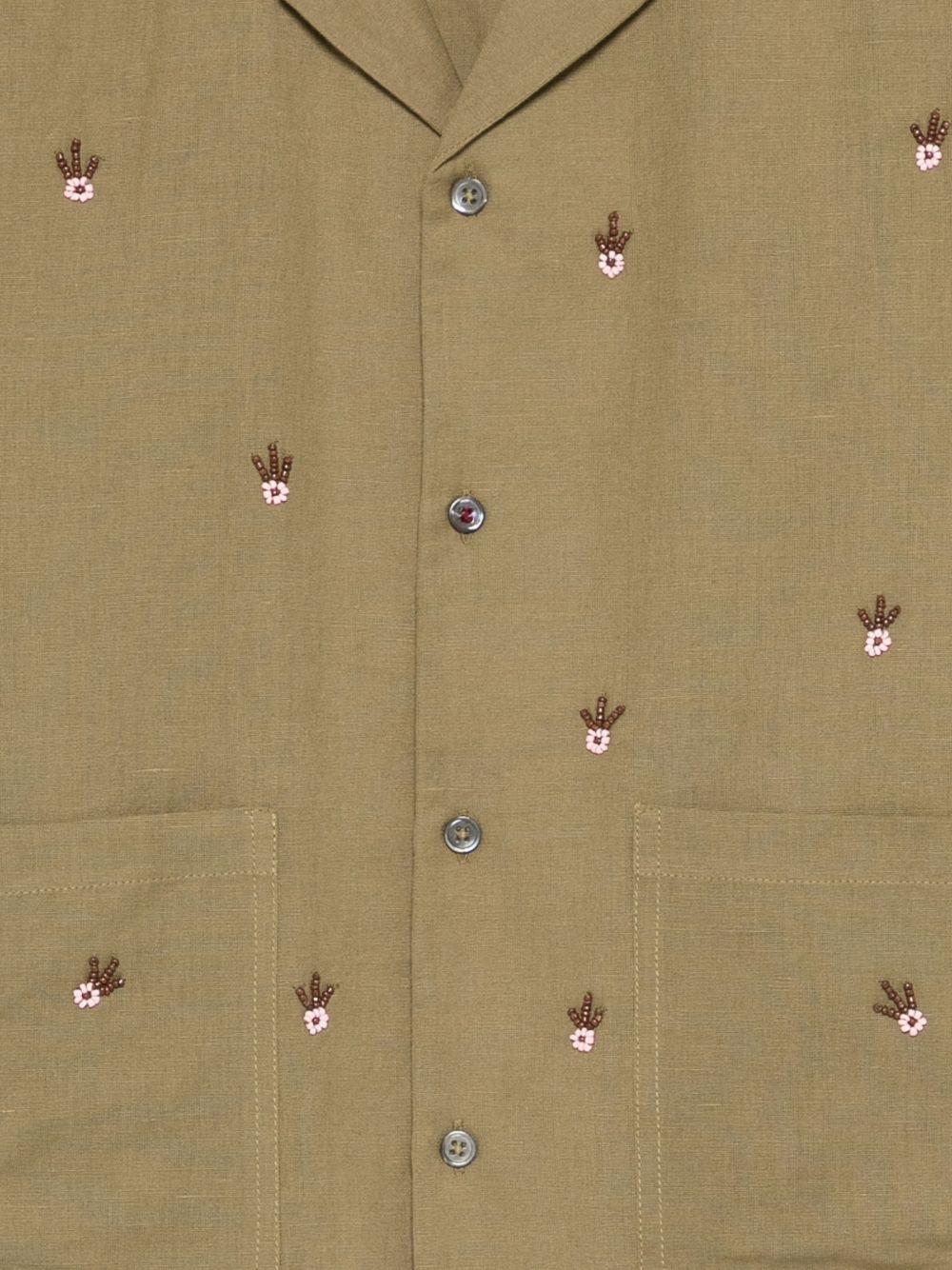 Camicia con orlo ricamato in verde Baziszt - uomo 