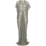 Abito lungo con scollo a V e decorazioni di paillettes in grigio Rick owens lilies - donna 