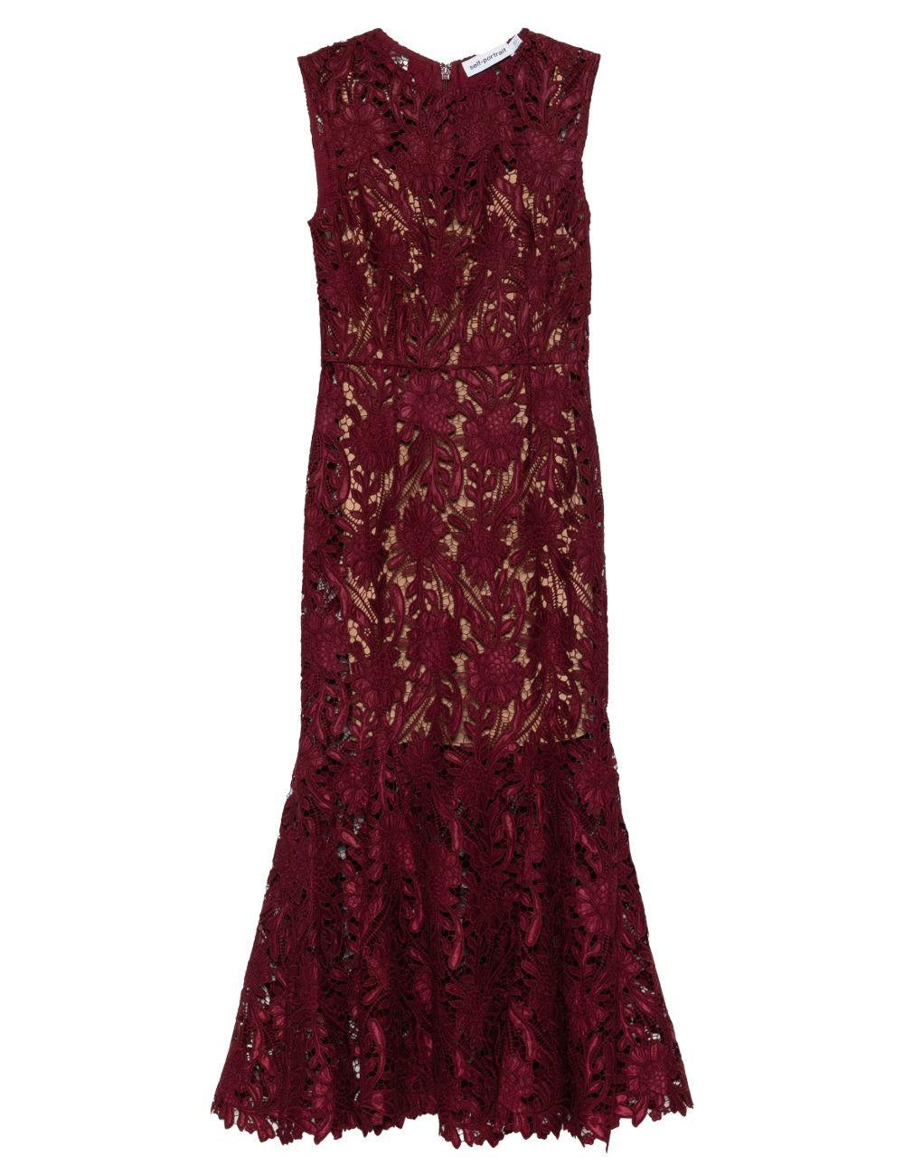 Abito midi smanicato in bordeaux Self-Portrait - donna 