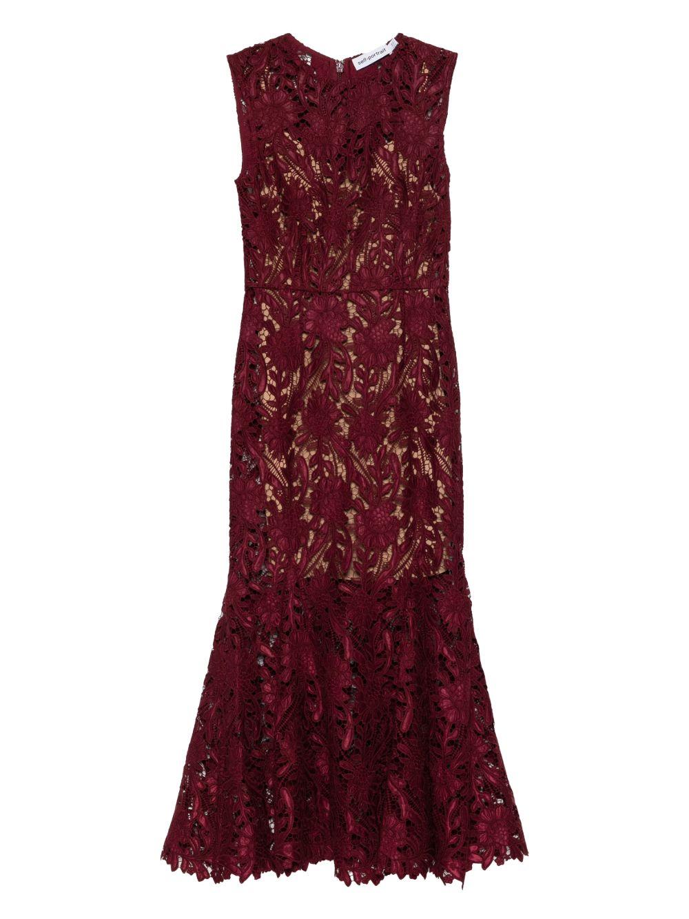 Abito midi smanicato in bordeaux Self-Portrait - donna 