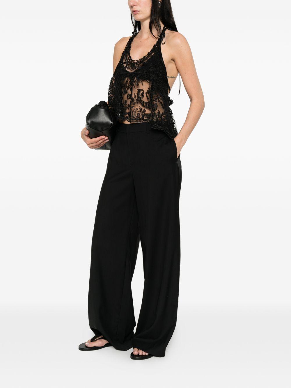 Top in pizzo con motivo floreale in nero Maurizio - donna 