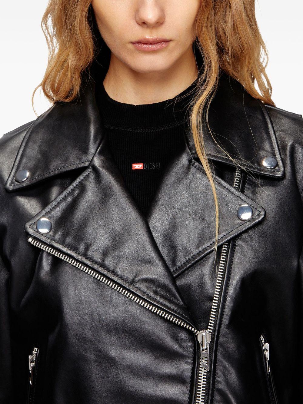 Giacca biker in pelle in nero Diesel - donna 