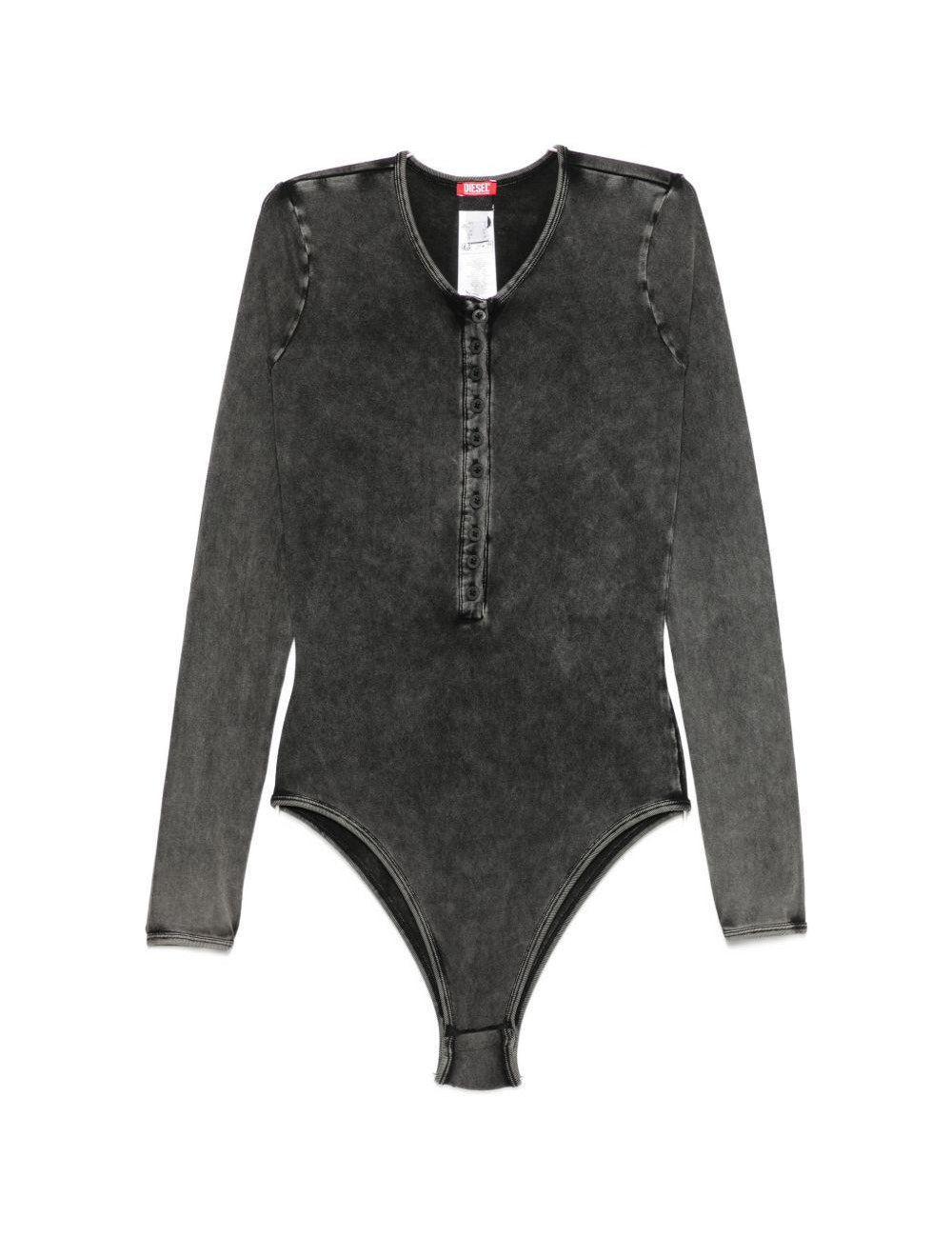Body Fresya con bottoni sul davanti in nero 