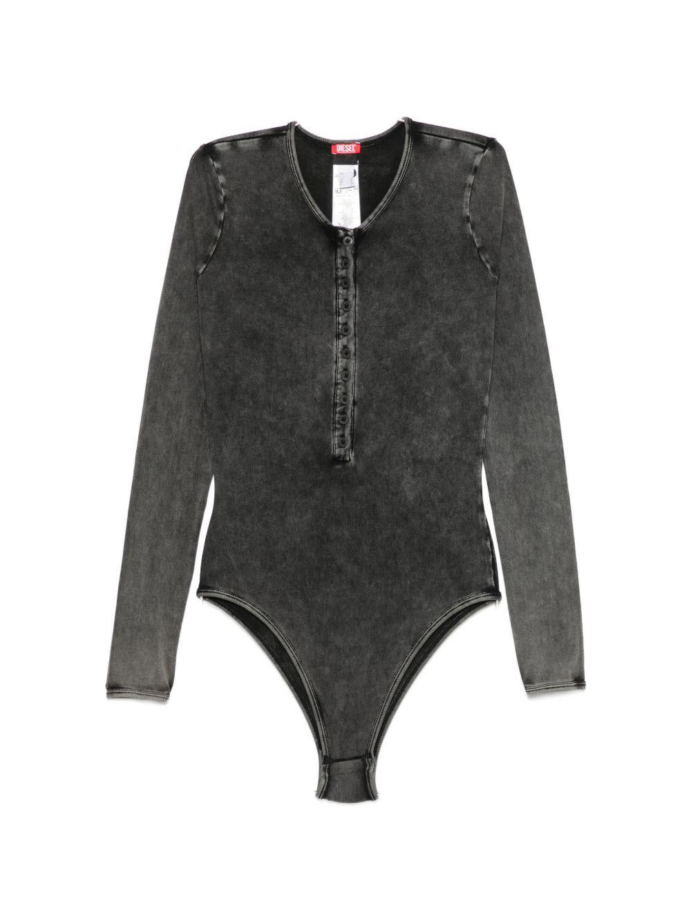 Body Fresya con bottoni sul davanti in nero 