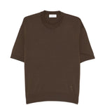 T-shirt girocollo con logo ricamato in marrone Laneus - uomo 