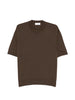 T-shirt girocollo con logo ricamato in marrone Laneus - uomo