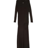 Abito lungo a coste con spacco in marrone Coperni - donna 