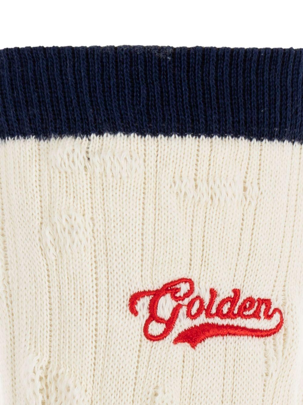 Calzini con logo ricamato in bianco Golden goose - unisex 
