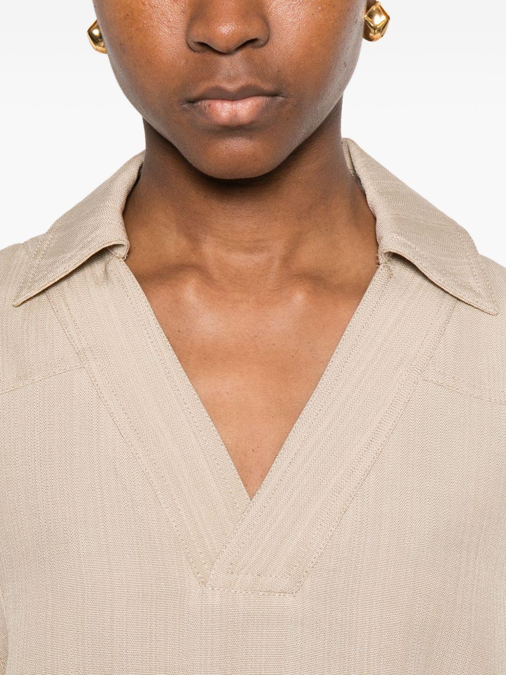 T-shirt con scollo a v ermo in beige Loulou de saison - donna 