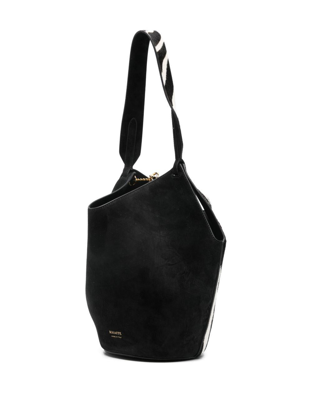 Borsa a mano Lotus con stampa zebrata in nero e bianco Khaite - donna 