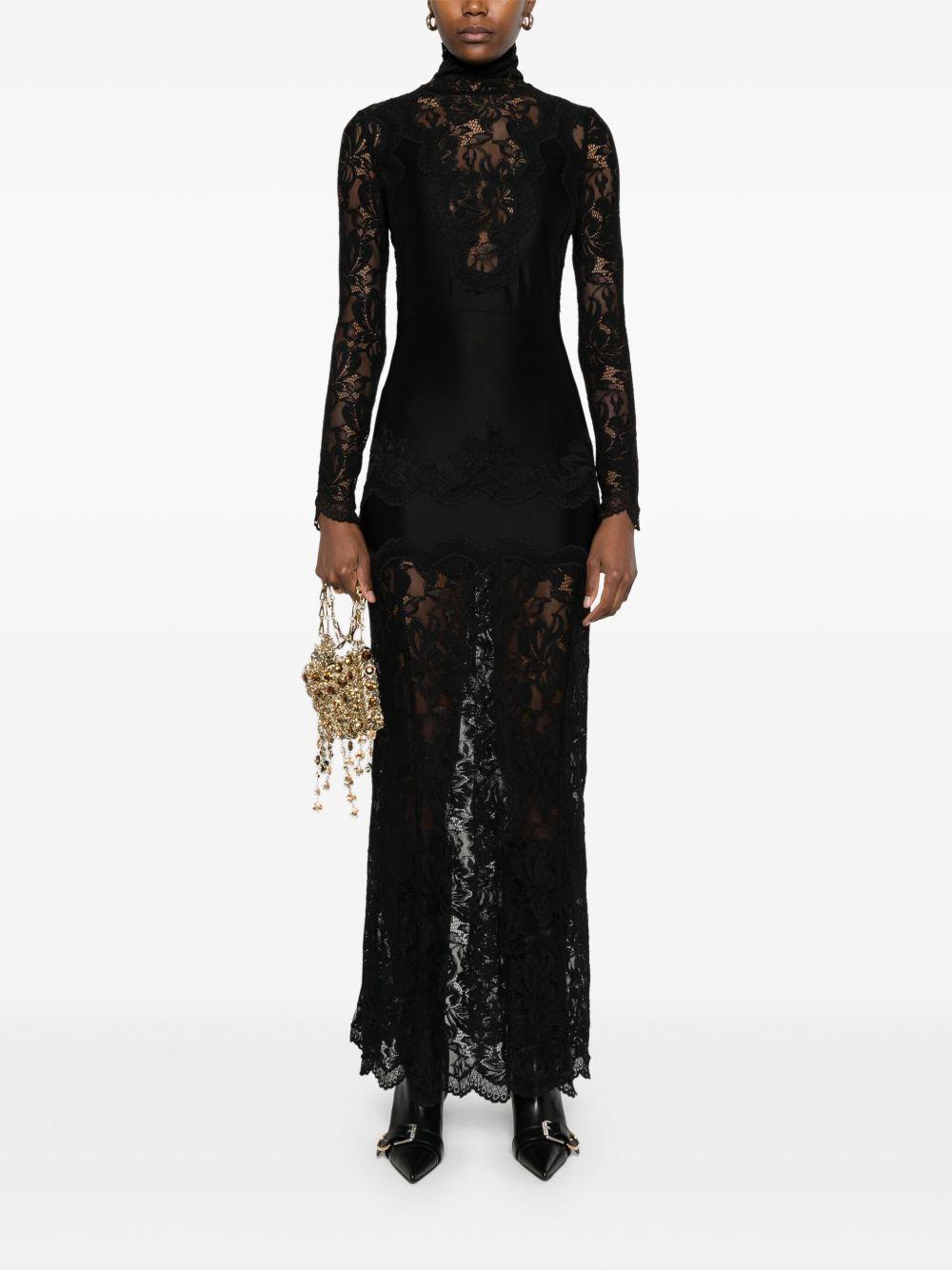 Abito lungo in pizzo in nero Rabanne - donna 