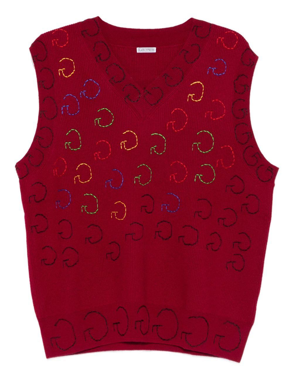 Gilet con ricamo in rosso Glass cypress - uomo 
