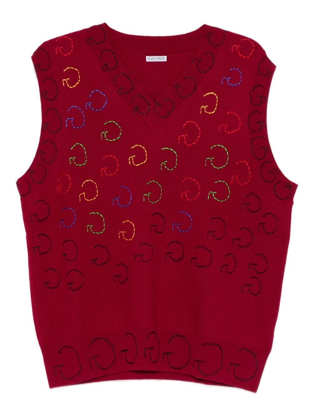 Gilet con ricamo in rosso Glass cypress - uomo 