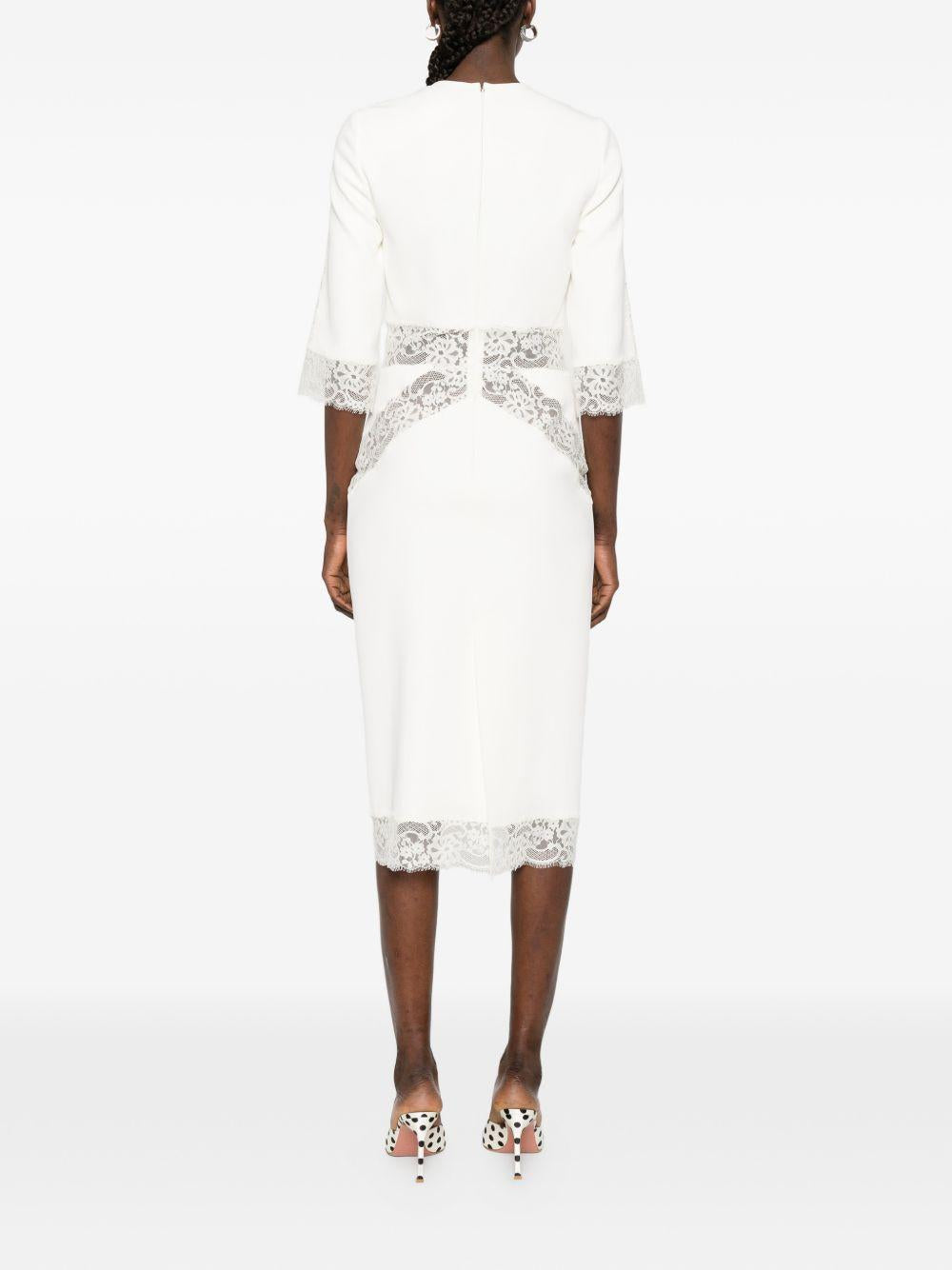 Abito midi con pannelli in pizzo in bianco Elie saab - donna 