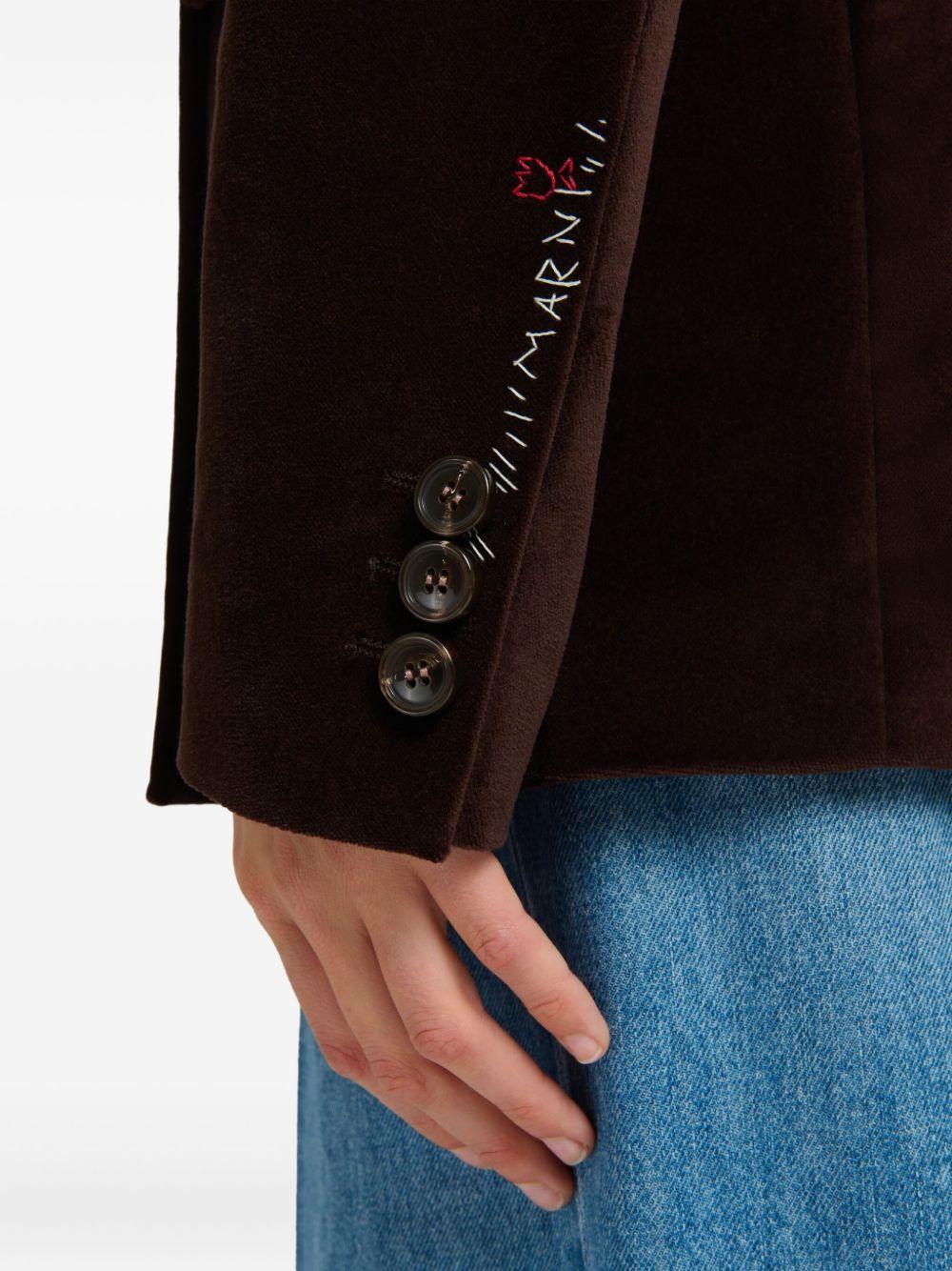 Blazer in velluto con colletto a contraso in marrone Marni - donna 