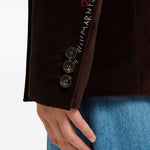 Blazer in velluto con colletto a contraso in marrone Marni - donna 