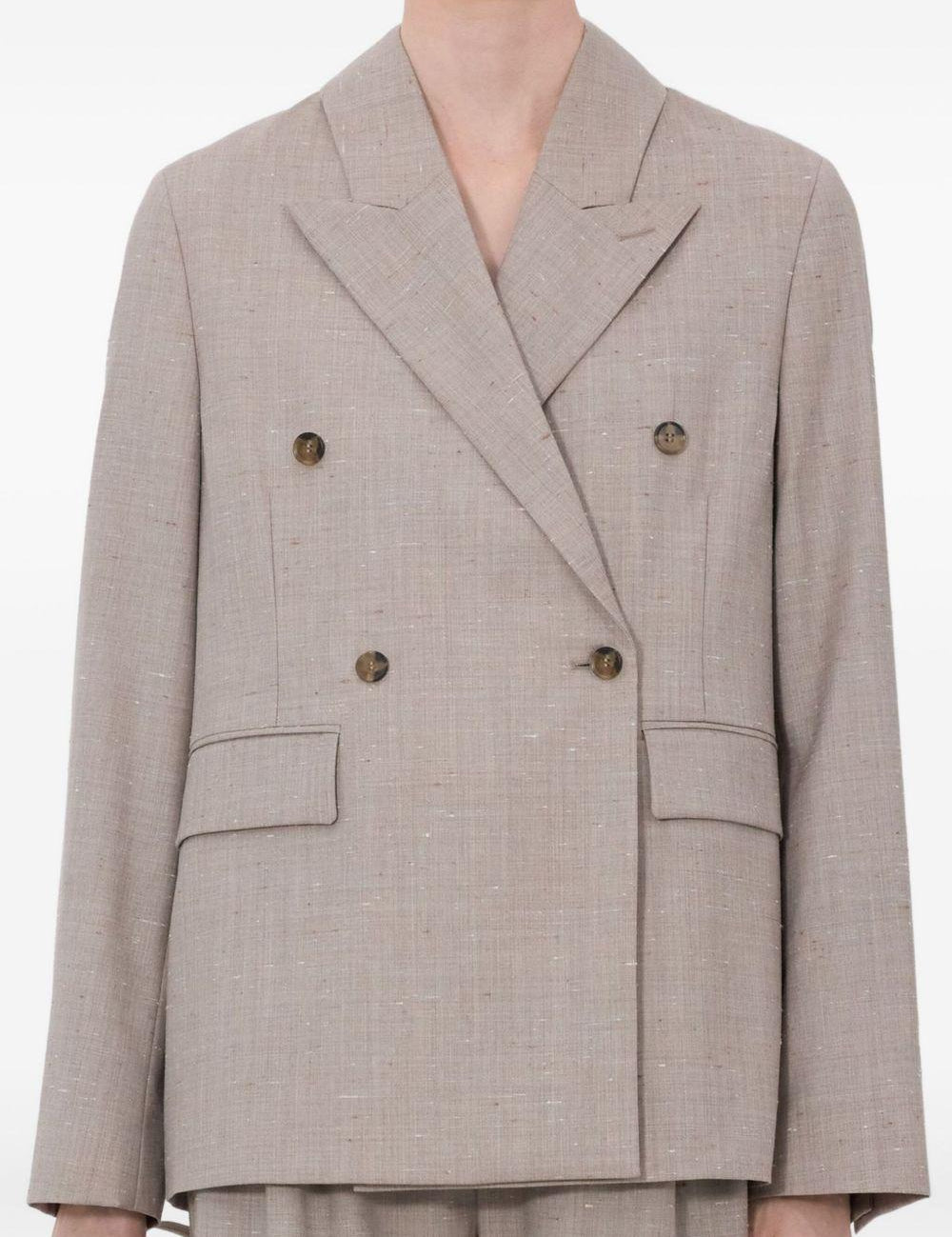 Blazer doppiopetto Norma con revers a lancia in taupe Loulou de saison - donna 