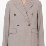 Blazer doppiopetto Norma con revers a lancia in taupe Loulou de saison - donna 