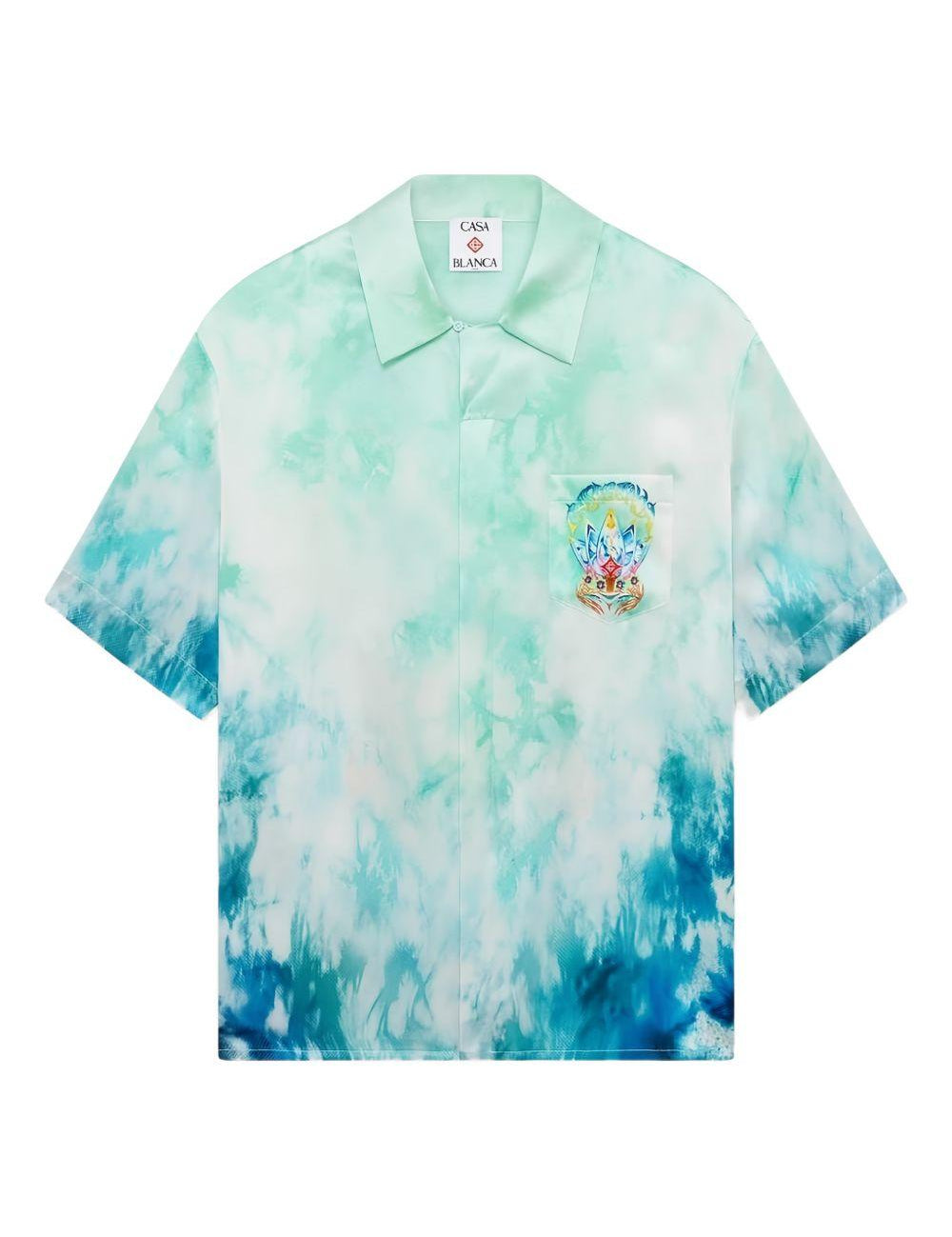 Camicia con fantasia tie dye in blu Casablanca - uomo 